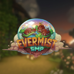 Logo Evermist SMP dengan pulau desa fantasi